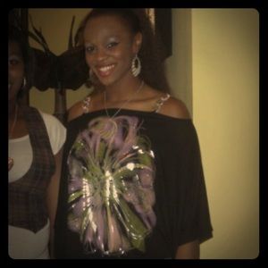 Chained Black Batwing Top