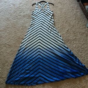 Ombré Navy, White, & Blue Maxi Dress