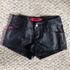 Tripp NYC black faux leather shorts