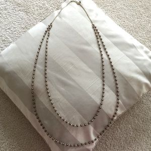 Long Beaded Necklace with Gold Chain