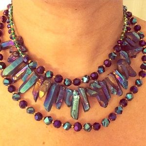 Handmade beaded three-strand necklace