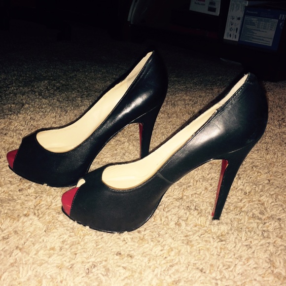 Red bottom peep toe heels