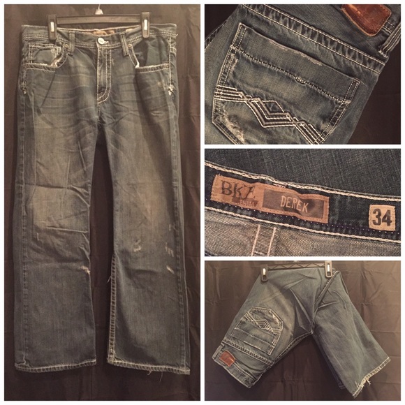 Mens BKE Denim Distressed Blue Jeans 34 x 30