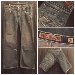 Mens BKE Denim Distressed Blue Jeans 34 x 30
