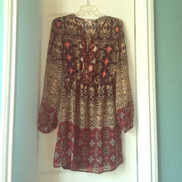 Sheer Patterned Dress (with attached slip)