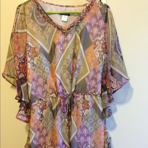 Boho chic dress or tunic w/ruffle detail. S/M.