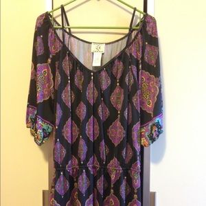 Boho chic short dress. Drop waist. Size 14.