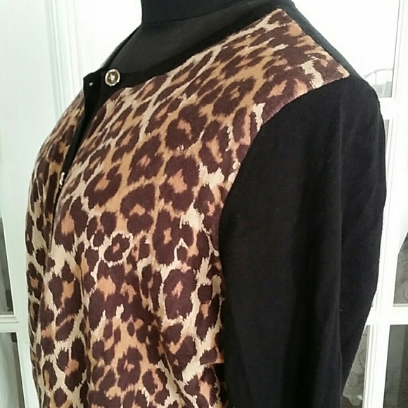 Ann Taylor leopard cardigan sweater sz. L petite - Picture 2 of 3