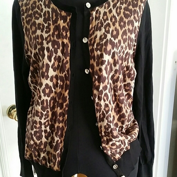 Ann Taylor leopard cardigan sweater sz. L petite - Picture 3 of 3