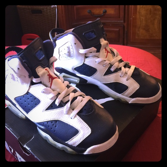 Olympic white and blue Jordan 6