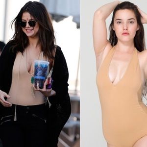 American Apparel Jersey
Halter Leotard in Nude