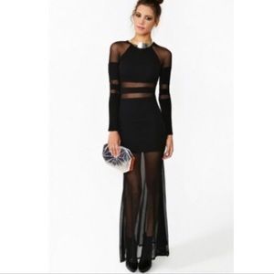 Nasty Gal Black Mesh Cutout Maxi Dress