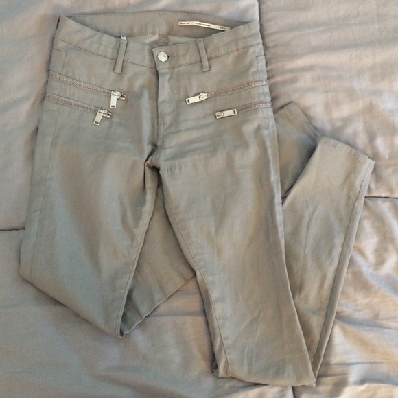Zara Grey Waxed Slim Fit Medium Rise Skinny Jean