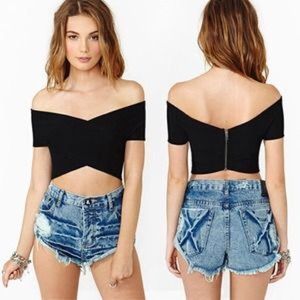 Black criss cross crop top
