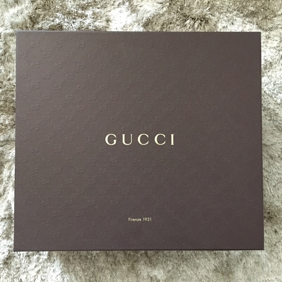 Brown Gucci monogram Shoe box and tissue paper.