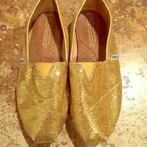 Toms (gold sparkle) never worn