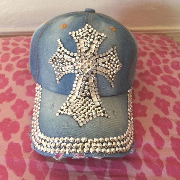 Adorable cross rhinestone hat
