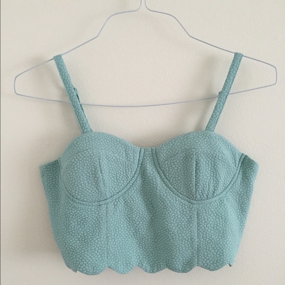 *SOLD* Mint/turquoise scalloped bustier crop top - Picture 1 of 2