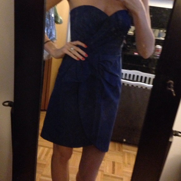 H&M navy, strapless dress.
