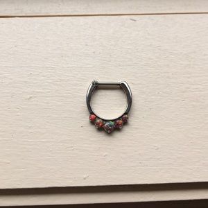 Industrial Strength titanium and opal septum ring
