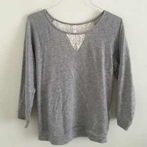 Lace back heather sweater