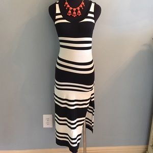 Striped black & off white midi dress...