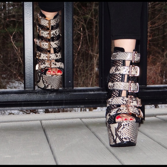 Unique snake tan heels by privileged