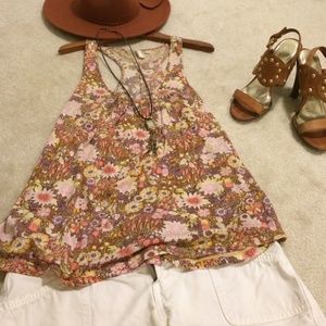 Anthropologie pink flower top