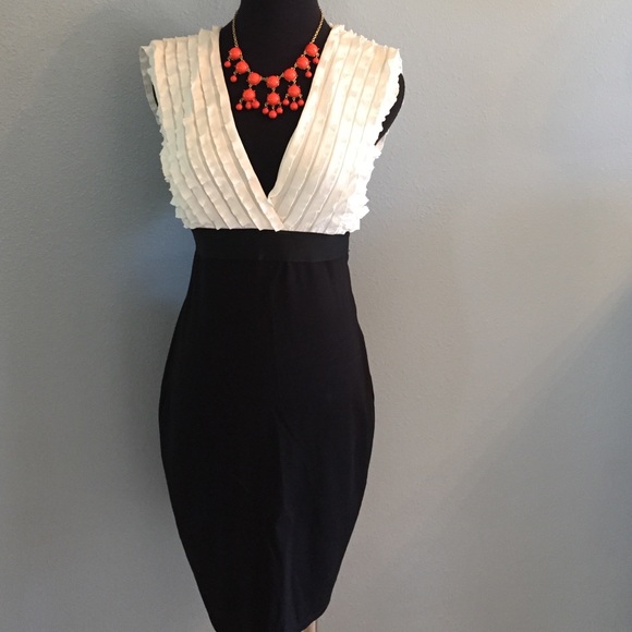 White ruffle black dress
