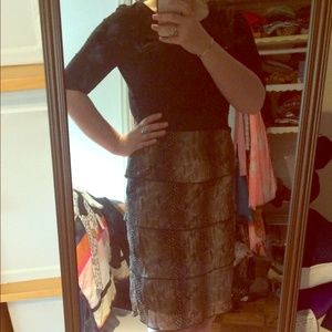 Black and leopard print chiffon layered  dress 🔥