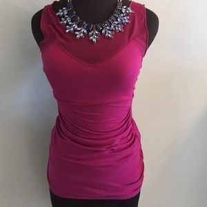 Deep purple fitted mesh top