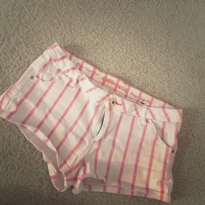 White and pink striped shorts