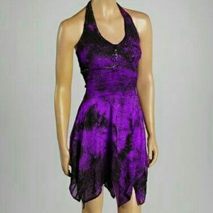 Purple Tie-Dye Embroidered Dress
