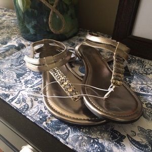 T-strap rhinestone sandals