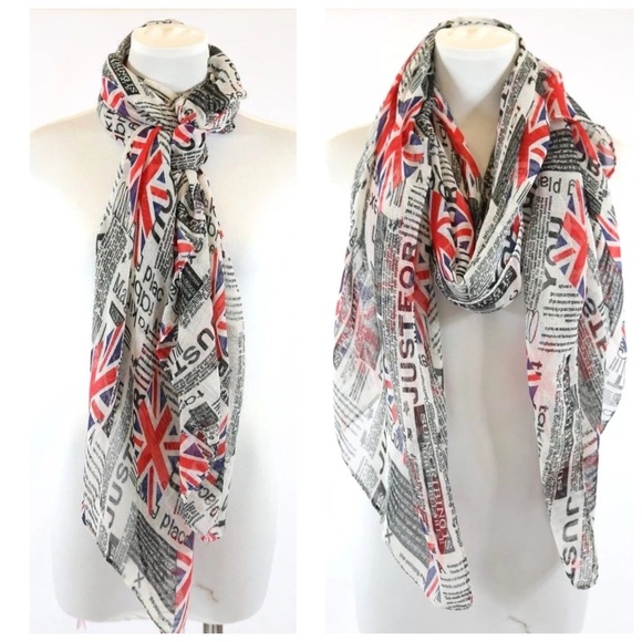 ‼️PRICE FIRM LAST CALL British Newsprint Scarf B86 - Picture 2 of 4