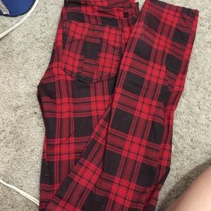 Red plaid jeans
