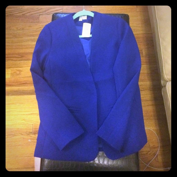 Royal Blue Collarless Blazer