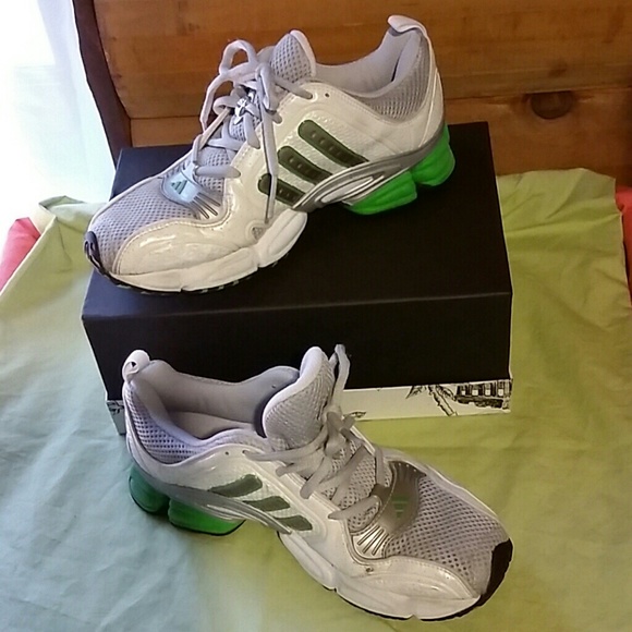 SOLD IN BUNDLE! White & Lime Adidas Running Shoes
