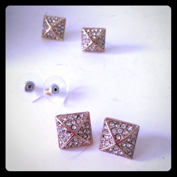 Crystal Rhinestone Stud rose gold earrings