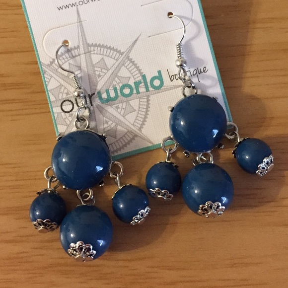 Blue Bubble Earrings - Picture 2 of 3