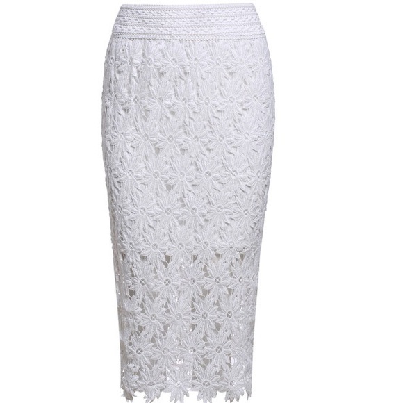 Dresses & Skirts - White Lace Overlay Midi Skirt 🌺Host Pick🌺