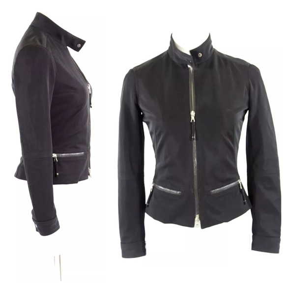 DO NOT PURCHASE DAMAGED Elie Tahari Black Stretch Moto Jacket - Picture 3 of 4