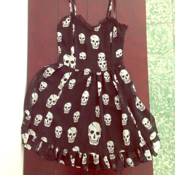 Skull Print Black Dress