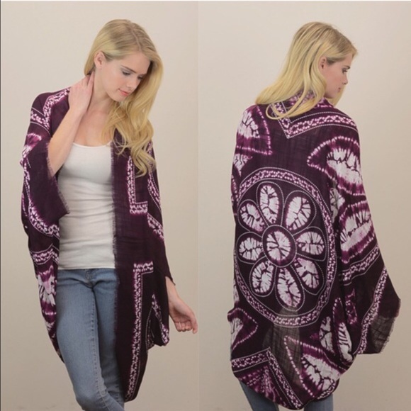 Accessories - 💠💠The JENA tie dye kimono scarf - BURGUNDY