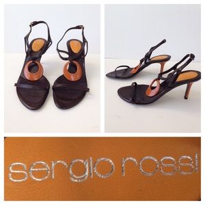 SERGIO ROSSI **NEW** Strappy Brown Leather Heel!