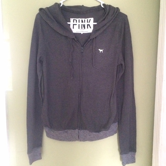 PINK gray thin zip-up