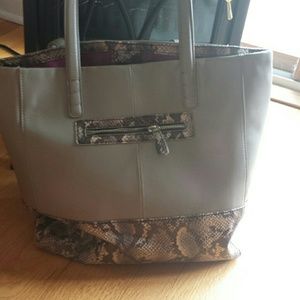 Kate Landry, leather and python lg tote.
