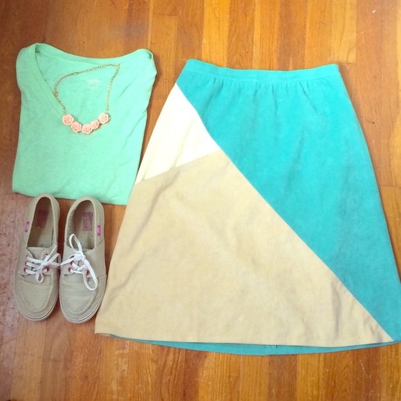 Vintage Color Block Ultrasuede Skirt