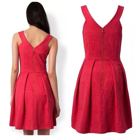 ‼️LAST CALL PRICE FIRM Coral Pink Jacquard Dress - Picture 3 of 4