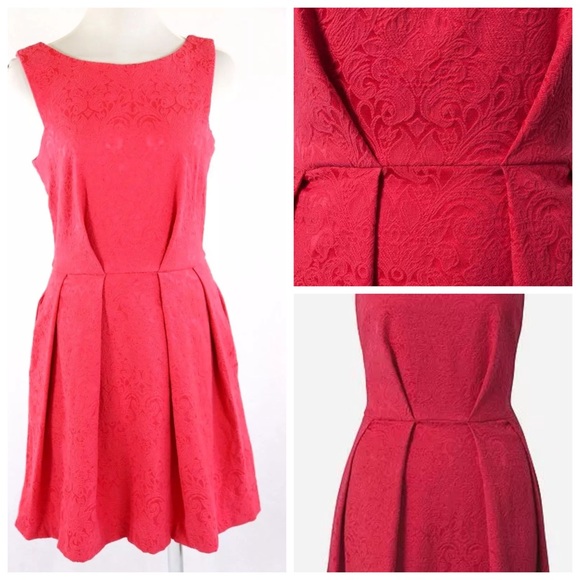 ‼️LAST CALL PRICE FIRM Coral Pink Jacquard Dress - Picture 4 of 4